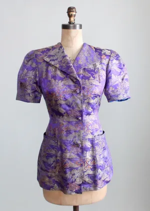 Vintage 1940s Purple Silk Asian Jacket