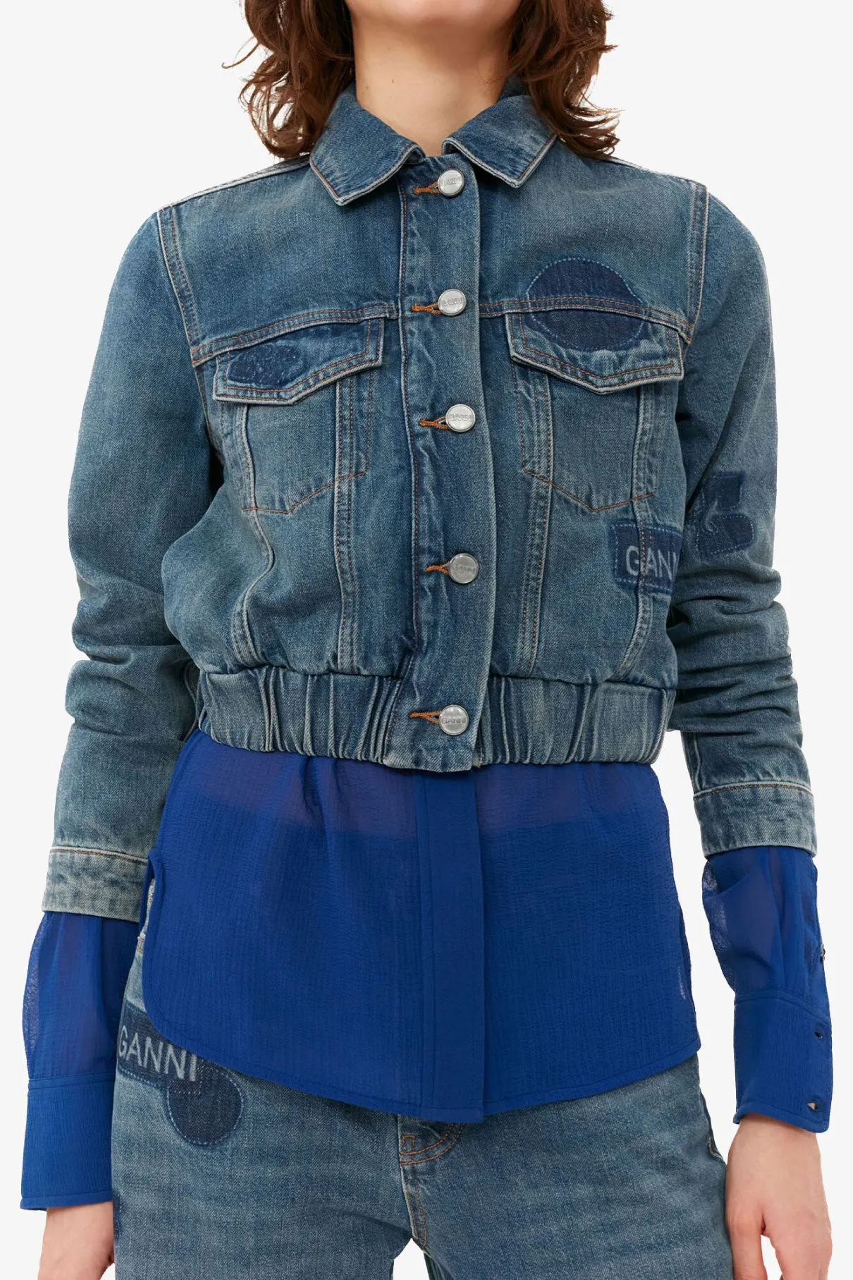 Wash Patch Denim Bomber Jacket