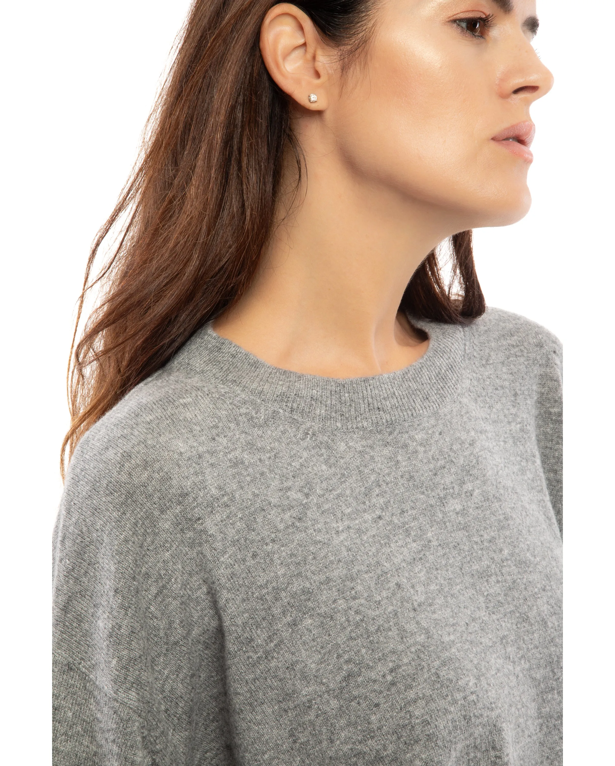 Women's Cashmere Oversized Crewneck Melange Gray