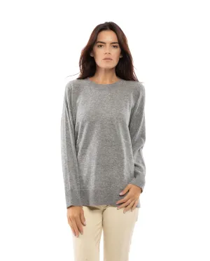 Women's Cashmere Oversized Crewneck Melange Gray